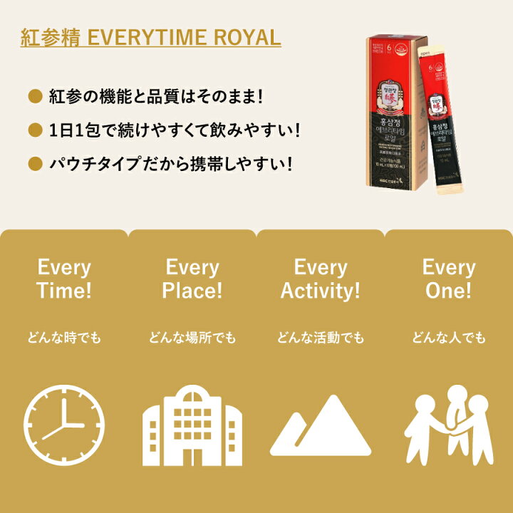 楽天市場】正官庄 紅参精 エブリタイム ロイヤル 10ml×30包 