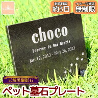 【レビューキャンペーン中！】 ペット 墓石 プレート 天然黒御影石 選べるデザイン 埋葬 墓標 メモリアル…