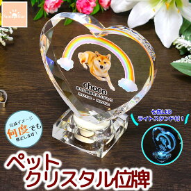 【スーパーSALE半額】ペット クリスタル 位牌 メモリアル LED ライト フルカラー 写真入り ハート 選べるデザイン ガラス 埋葬 墓標 メモリアルプレート ペットのお墓 ペットの墓 ペット墓 おはか 墓地 位牌 犬 猫 小動物 お墓 墓 犬 猫 犬墓 猫墓 犬の墓 猫の墓