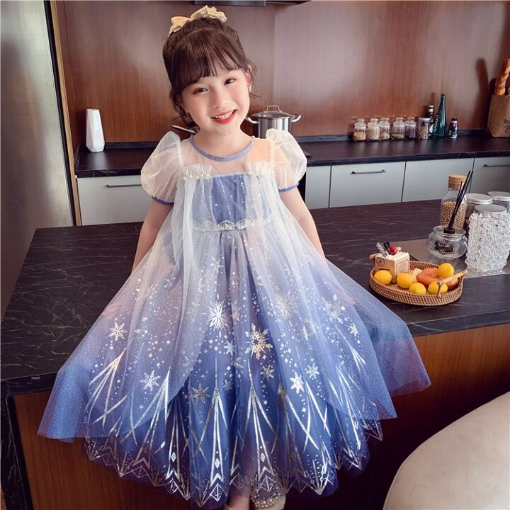 楽天市場】子供 ドレス アナ雪 プリンセス エルサ風 ワンピース 雪柄  