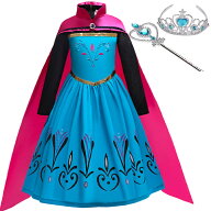 4点セット 子供 ドレス プリンセス ワンピース ティアラ ステッキ 雪の女王 お姫様 衣装 キッズ エルサ風…