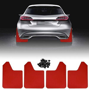 【送料無料】Jeyaic 汎用 マッドフラップ マッドガード 全天候型スプラッシュプルーフ耐性 高性能スプラッシュガード 泥除け 自動車/SUV/トラックなどに JDM 4枚セット ラリー風に変身 レッド