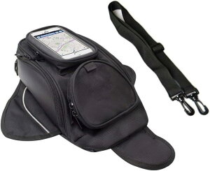 【送料無料】Ansimple バイク用 タンクバッグ ツーリングタンクバッグ マグネット式 追加マグネット付き 2WAY ショルダーバッグ 大容量 ブラック 脱落防止ベルト付き 追加マグネット付き