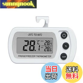 【送料無料】YFFSFDC デジタル温度計 冷蔵庫用温度計 小型 電子温度計 適用温度範囲-20度-50度 防水 軽量 フック付き 置き掛け両用 見やすい キッチン 冷凍庫 ペット飼育用 (ホワイト)