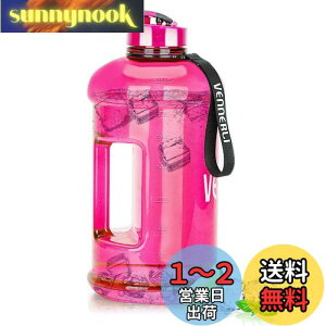 【送料無料】VENNERLI ハーフガロン 水筒 2.2L ラージ スポーツ用 ウォーターボトル ハンドル付き 74オンス ビスフェノール-A不使用 繰り返し利用可能 プラスチック製 水差し 漏れ防止 水分補給