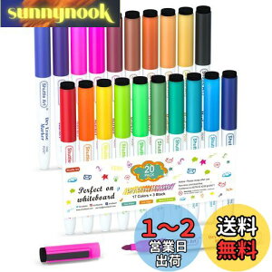 【送料無料】Shuttle Art ホワイトボードマーカー 消せるマーカーペン 20色セット 磁気 マグネット付 イレーサー付 ホワイトボード用 ガラス/プラスチック/LED看板に書ける オフィス 作業現場