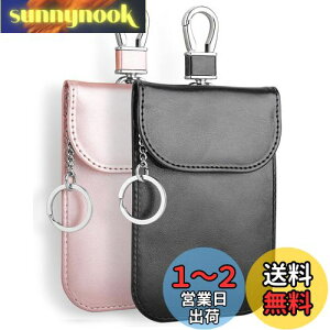 【送料無料】Teskyer 電波遮断ポーチ リレーアタック 高級PUレザー スマートキーケース RFIDブロッキング 車盗難防止 カーセキュリティ 防犯対策 スキミング防止 2枚入(ブラック+ローズゴール