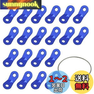 【送料無料】XSAJU ロープテンショナー アルミニウム 自在金具 5mmまで対応 テント ロープストッパー 20個セット ワイヤーホルダー付き (ブルー)