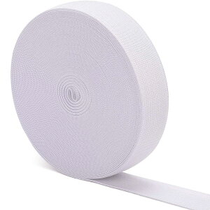 【送料無料】KALOLINNA 平ゴム 弾性バンド ウエストゴム サイズ 調整 調節 織り 紐 裁縫 手芸 材料 パンツのゴ 裁縫 ツール(25mm*10m,ホワイト)