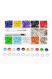 【送料無料】YFFSFDC レザークラフト 工具 ハトメキット 10種色400組 両面ハトメキット 底鋲 打ち具セット 5mm 穴あけ 打ち具 パーツ DIY 手作り ハンドメイド ベルト 布革細工 靴 収納ケース付き
