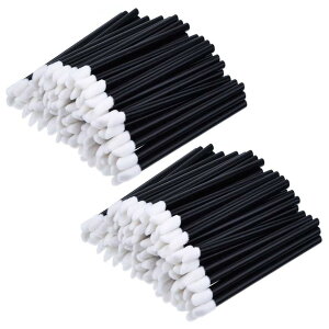 【送料無料】200本セット使い捨て リップブラシ, BetterJonny ポータブルリップブラシ化粧ブラシ口紅ブラシ使いやすく中空棒 携帯用 多目的メイクアップ美容メイクツール(ブラック)