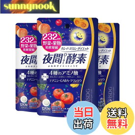 【送料無料】[医食同源ドットコム] iSDG 夜間酵素 ダイエットサプリ 232種 野菜と果物 マルチ酵素 発酵 乳酸菌 GABA クワンソウ アミノ酸配合 ダイエット 色：夜間酵素3個セット