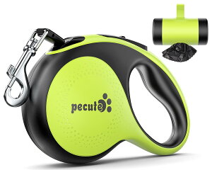 【送料無料】Pecute 伸縮リード 引き込み式犬リード 巻き取りがスムーズで 強いナイロンテープ 一時停止 小・中・大型犬対応 ごみ袋付き 荷重50kg 長さ8m
