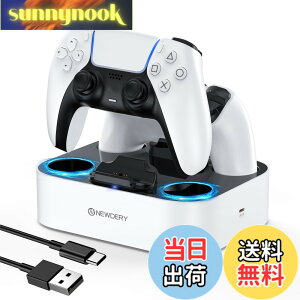 �y���������zNEWDERY PS5 �R���g���[���[ �[�d�X�^���h �}���[�d 2�䓯���[�d�\ �u�������[�d�\ �ߏ[�d�h�~ USB-C�P�[�u���t�� LED�w�������v�t�� �z���C�g