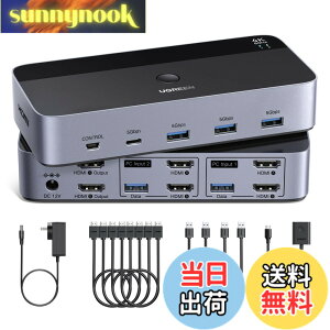 �y���������zUGREEN HDMI KVM�ؑ֊� 4K@60Hz 2���j�^2�R���s���[�^�A2����2�o�̓X�C�b�`�A 4��USB 3.0�|�[�g�̂���2��̃R���s���[�^��2���j�^/�L�[�{�[�h/�}�E�X/�v�����^�����L HDMI�P�[�u��4�{�AU