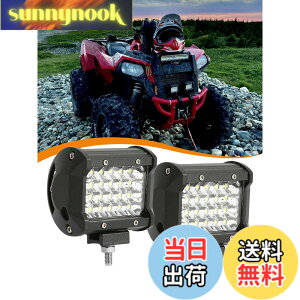 �y���������zSamman LED��Ɠ� ���[�N���C�g 24�A 4�C���` 72W �t�H�O�����v ������ �_�Ƌ@�B/SUV/ATV/UTV�ɓK�� ���p 12V-24V���p �ėp �z���C�g 6000K IP67�h���h�o CREE�� �⏕ �Ɩ��ԊO�� �W���� �O�Ɠ�2