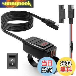 �y���������zONVIAN �I�[�g�o�C �o�C�N��p�d�� �h�� QC3.0�}���f���A��USB�[�d�� USB�d�� �Ɨ��X�C�b�`ON/OFF ��LED�d���\�� �d�b/�^�u���b�g/GPS/�^�u���b�g �[�d��