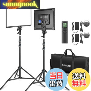 �y���������zNEEWER 2�p�b�N LED�r�f�I���C�g�ƃX�^���h�L�b�g �����R���t�� 18�C���`LED�p�l�����C�g �B�e�p���C�g 45W 2�F �����\ 3200K-5600K CRI 97+ 4800Lux LCD�X�N���[�� �\�t�g���C�g �Q�[��/��