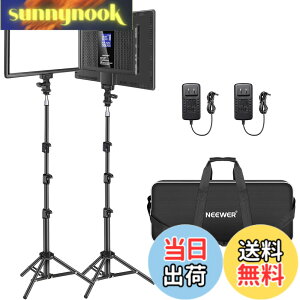 �y���������zNEEWER �B�e�p���C�g 2�p�b�N LED�r�f�I���C�g�ƃX�^���h�L�b�g 192��LED�r�[�Y �����^�y��LED�p�l�� 0-100% �����\ �o�C�J���[ 3200K-5600K CRI97+ 2400Lux �����F 4000mAh �o�b�e���[���� �X