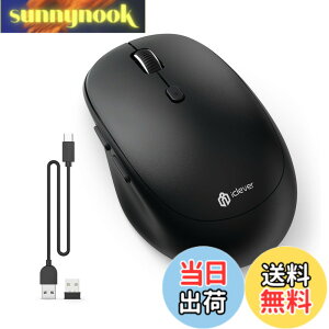 �y���������ziClever ���C�����X�}�E�X �f���A�����[�h �����}�E�X Bluetooth type-C�[�d�� �}�E�X 2.4GHz �É� 7���{�^�� 800/1200/1600/2400 DPI 3��f�o�C�X�����ڑ��\Windows XP/Vista/7/8/10�AMac�AiPad OS�AiOS