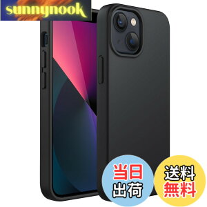 �y���������zJETech iPhone13 �V���R���P�[�X(6.1�C���`��p) �V���L�[�\�t�g�^�b�`�t���{�f�B�ی�P�[�X �}�C�N���t�@�C�o�[���C�j���O�t���ϏՌ��J�o�[ (�u���b�N)