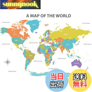 �y���������zDECOWALL DL3-2302 ���� �J���[�t�� ���E�n�} �E�H�[���X�e�b�J�[ (152x105 cm) �f�R �c�t�� �ۈ牀 �q������ DIY�p �Ǔ]�� �V�[�� �E�H�[���A�[�g �V�[�� �j�̎q ���̎q ���ǂ� �o�X���[