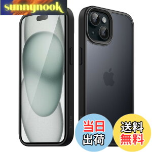 �y���������zJETech �}�b�g�P�[�X iPhone 15 6.1�C���`�p �ϏՌ����~���^���[�O���[�h�̗����h�~ ������̔������̔w�ʓd�b�J�o�[ �w��h�~ (�u���b�N)