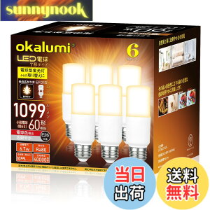 �y���������z�yE26�zOKALUMI LED�d�� T�`�^�C�v �������a26mm 60w/100w�`���� �d���F 1099���[���� (6.7W) ��ʓd���ET�`�^�C�v �����Ή� 6�Z�b�g�y�K�i���������s�z