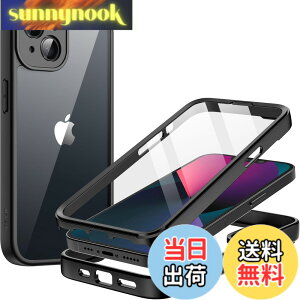 �y���������zJETech iPhone 13�p �P�[�X 6.1�C���` �����K���X�t�B�������� 360°�S�ʍ��ϋv�ی� �ϏՌ��� ���ȃX�}�z�J�o�[ �N���A�o�b�N (�u���b�N)