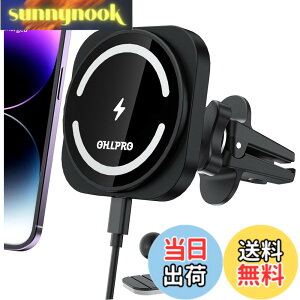 �y���������zOHLPRO Mag-safe �ԍ� ���C�����X�[�d�� �X�}�z�z���_�[ �}�O�l�b�g 15w �G�A�R�������o����/�_�b�V���{�[�h iphone15/14/13/12�V���[�Y�ɓK�p �ԍڃX�}�z�X�^���h�i�u���b�N�j