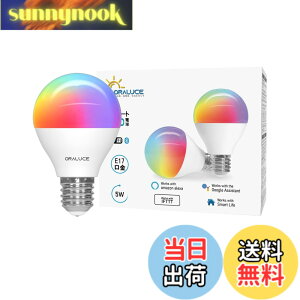 �y���������zORALUCE �X�}�[�g LED�d�� E17���� 40W���� �������F �X�}�[�g���C�g �}���`�J���[ 1600���FRGB �����F-�d���F Alexa/Google Home�Ή� �n�u�s�v ���u���� �戵�������t 2�� LDA5F-E17/2P