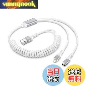 �y���������z�R�C�� 2in1 �[�d�P�[�u�� ���C�g�j���O���^�C�vC iPhone17/16�[�d�P�[�u�� �J�[���R�[�h 5V2A �}���[�d Haoano 2�C��1 lightning USB-C �}���`�[�d �ԗp �L�k�R�[�h iPhone 17/16/15/14/13/12/11/XR/XS/
