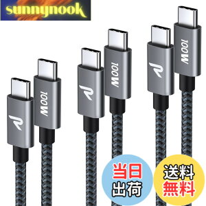 �y���������z�y3�{�Z�b�g 1m+1m+2m�zRAMPOW USB C �P�[�u�� PD3.0�Ή� 100W/5A �������[�d �f�[�^�]�� �f���h�~ ���ϋv�i�C���� iPhone17/Air/16/16e/15 �[�d MacbookPro/iPad Pro&Air/Galaxy/Sony�Ȃ�Type C�@��Ή� ��