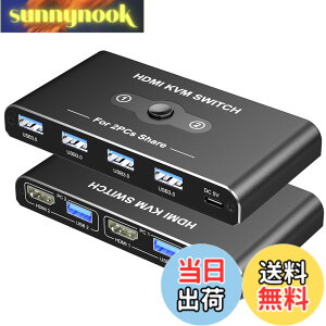 �y���������zKVM�X�C�b�` HDMI 2����1�o�� Movcle USB3.0 �ؑ֊� 5Gbps�����]�� �p�\�R��2�� �L�[�{�[�h/�}�E�X/�f�B�X�v���C1�䋤�L�ł���؂�ւ��� 4K@60Hz 4 USB-A�|�[�g �L�[�{�[�h/�}�E�X/�v�����^