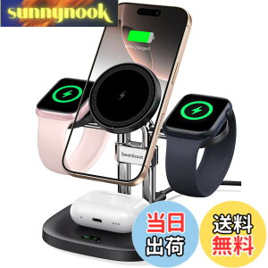 �y���������z4in1 ���C�����X�[�d�� �A�b�v���E�H�b�` �[�d�� 2�䓯�� Apple Watch�p �}�O�Z�[�t�[�d�� �[�d�X�^���h �}�O�l�b�g�� �u�������[�d iPhone 17/16/15/14/13/12�V���[�Y�ɑΉ��AApple Watch�AAir