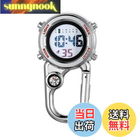 【送料無料】Lancardo カラビナ時計 防水 ウォッチ 懐中時計 デジタル表示 メンズ レディース アナログ キーホルダー クリップ付き ポケットウォッチ アウトドア