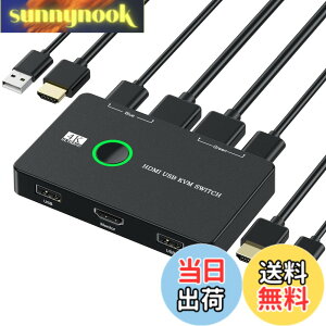 �y���������zZARPA 4K KVM�X�C�b�` 2����1�o�� HDMI KVM�ؑ֊� PC2��p �v�����^ �}�E�X �L�[�{�[�h�Ȃǂ����L usb�ؑ֊� 4K@60Hz USB�P�[�u��x2 HDMI�P�[�u��x2 �ȒP�ڑ� ���{��������t��