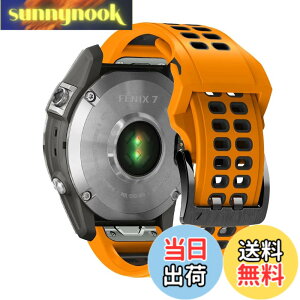 �y���������zQuickFit 26mm �ւ��o���h QuickFit 26mm - Garmin Fenix 8 51mm/Fenix 7X Pro/Instinct 2X/Fenix 7X/6X GPS/6X Pro/6X Sapphire GPS/5X GPS/5X Plus �Ή� �V���R���� �T�C�Y���߉\ �e�͐� �����x���g (orange)