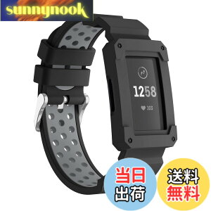 �y���������zGOSETH Fitbit Charge 4/Fitbit Charge 3�p�o���h �P�[�X�t�� ��U�h�~�ی�t���[���t���V���R���X�g���b�v Fitbit Charge 3/SE/Charge 4����уX�y�V�����G�f�B�V�����p (�u���b�N&�O���[) �F�F�u