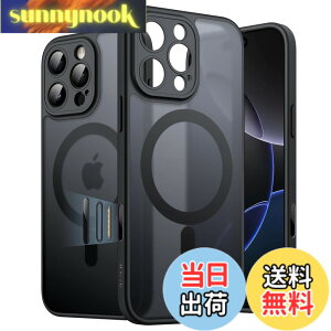 �y���������zJETech iPhone 16 Pro / 16 Pro Max �p �}�O�l�b�g�P�[�X �J�����R���g���[���{�^�� MagSafe�ɑΉ� �������̃}�b�g�w�� ���^ �ϏՌ� �t�H���J�o�[ �F�F�u���b�N�`�^�j�E���A�T�C�Y�FiPhone 16