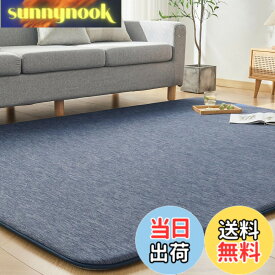 【送料無料】VK Ingeroom カーペット 夏用 極厚30mm 冷感ラグ 厚手 接触冷感 【ひんやりxもっちり】 涼しい 色：ネイビー、サイズ：190x190cm