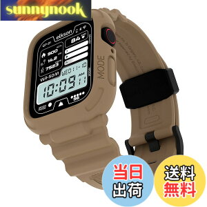 �y���������zElkson Quattro PRO for Apple Watch Series 9 8 7 45mm 41mm 6 SE 5 4 44mm 40mm�Ή� �n���n�[�P�[�X TPU �_�� �ϏՌ��� �S�ʕ� ��c �F�FDesert Tan�A�T�C�Y�F41mm / 40mm