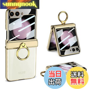 �y���������zGalaxy Z Flip5 �N���A �P�[�X �q���W�ی� Samsung �M�����N�V�[Z �t���b�v5 �p �J�o�[ �����O�t�� �X�^���h�@�\ Uovon �X�}�z�P�[�X �w�ʂɕی�t�B�����t�� �X�g���b�v���t�� ���b�L 