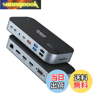 �y���������zSelore �y16 in 1 MAX 4��ʓ����o�͑Ή��z USB C �h�b�L���O�X�e�[�V���� type c Dock 100W PD�Ή� 4K HDMI�|�[�g microSD��SD�J�[�h�X���b�g 3.5mm�I�[�f�B�I�W���b�N �C�[�T�l�b�g�|�[�g 10Gbps US