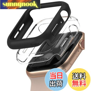 �y���������zJP - Ringke Apple Watch Series 6 / 5 / 4 / SE 40, 44mm Slim �F�FClear & Matte Black (2P)�A�T�C�Y�F[6 / 5 / 4 / SE 44mm]