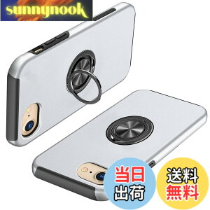 �y���������z�Ή� iPhone 17 �P�[�X �����O�t�� �ϏՌ� 360°��] �B�����[���X�^���h �w��h�~ �J�o�[ �u���b�N �F�F�V���o�[�A�T�C�Y�FiPhone 7/8/SE