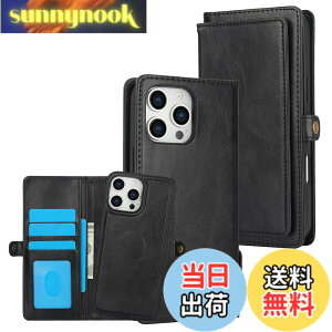 �y���������zfor iPhone 16 Many Card Slots 2in1 Detachable Wallet Case �F�F�u���b�N�A�T�C�Y�FiPhone 16 Pro