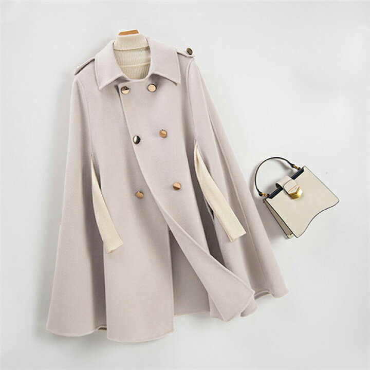 楽天市場】ケープ コート マントコート ウール混ケ ポンチョ コート  