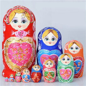 マトリョーシカ 10個セット 木製 伝統工芸 ロシア人形 サファイア ブルー クラシックデザイン 手描き 置物 インテリア お土産 結婚祝い 誕生日プレゼント 新築祝い ギフト 可愛い 北欧風 装飾品 ja349c0c0w7
