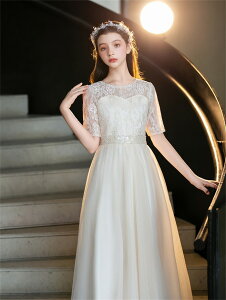 ピアノ発表会 ドレス 子供 女の子 発表会ドレス 五分袖 子ども ワンピース レース シャンパン お祝い日 演奏会 音楽会 フォーマル 誕生日 撮影 パーティー ジュニア キッズ ロングドレス ロ